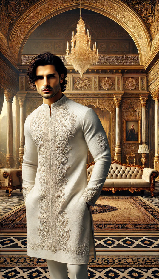 White Embroided Kurta - W202505